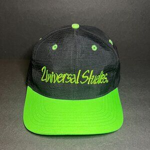 Vintage Retro Universal Studios Neon Green & Black Nylon Snapback Adjustable Hat